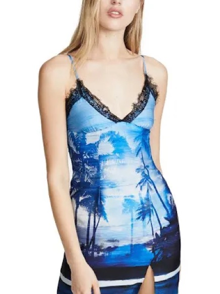 Le Superbe Helena's Mini Slip Dress With Lace Trim